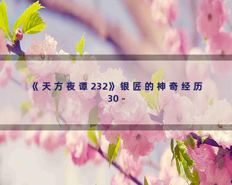 《天方夜谭232》银匠的神奇经历30 -