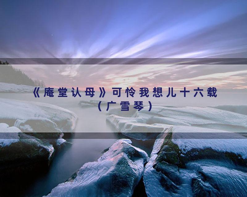 《庵堂认母》可怜我想儿十六载（广雪琴）