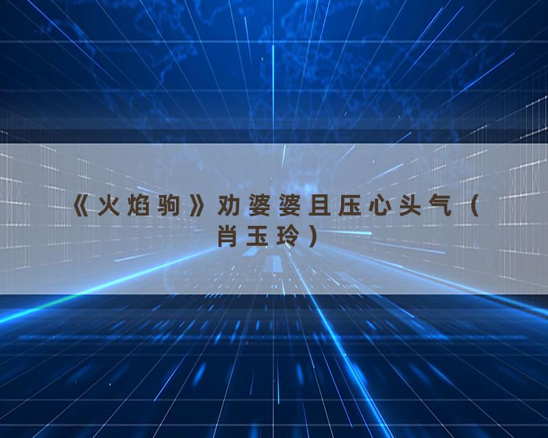 《火焰驹》劝婆婆且压心头气（肖玉玲）