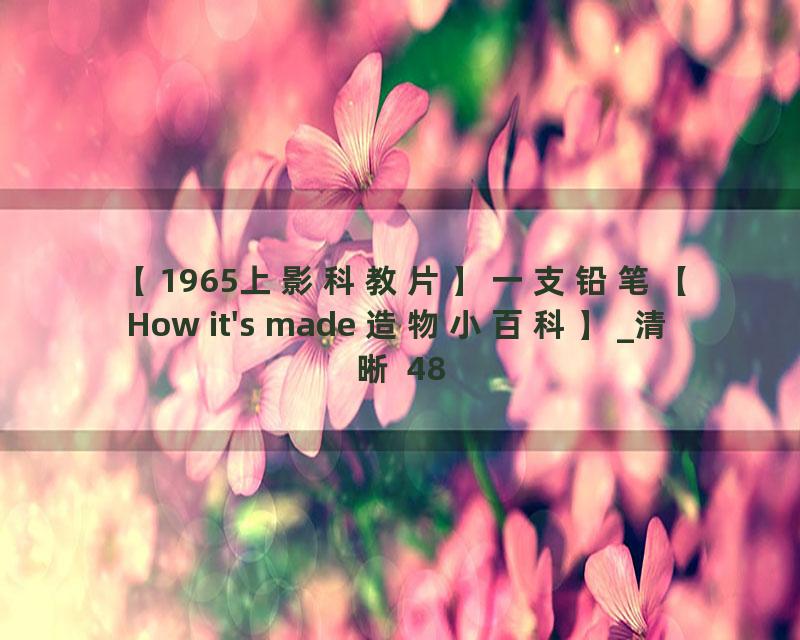 【1965上影科教片】一支铅笔【How it's made 造物小百科】_清晰 480P