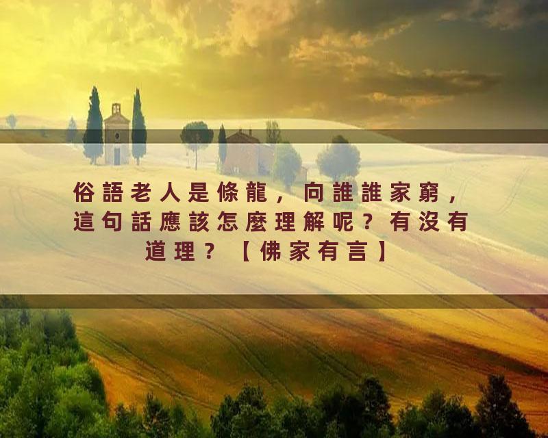 俗語老人是條龍，向誰誰家窮，這句話應該怎麼理解呢？有沒有道理？【佛家有言】