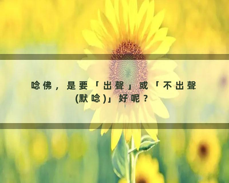 唸佛，是要「出聲」或「不出聲(默唸)」好呢？