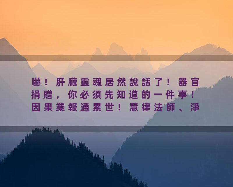 嚇！肝臟靈魂居然說話了！器官捐贈，你必須先知道的一件事！因果業報通累世！慧律法師、淨界法師