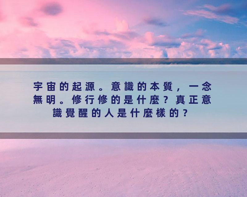 宇宙的起源。意識的本質，一念無明。修行修的是什麼？真正意識覺醒的人是什麼樣的？
