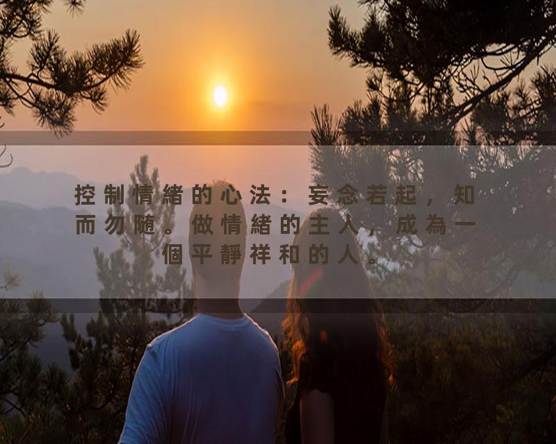 控制情緒的心法：妄念若起，知而勿随。做情緒的主人，成為一個平靜祥和的人。