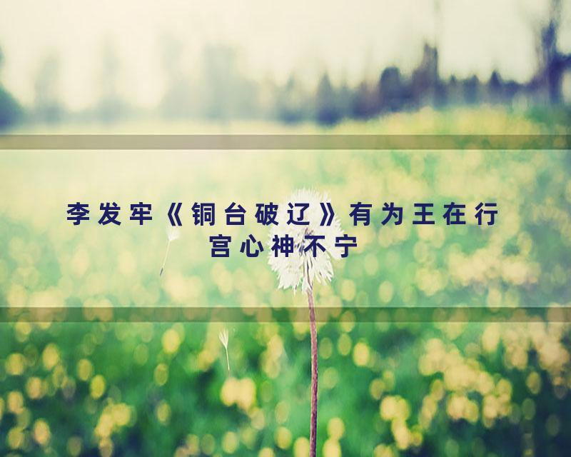 李发牢《铜台破辽》有为王在行宫心神不宁