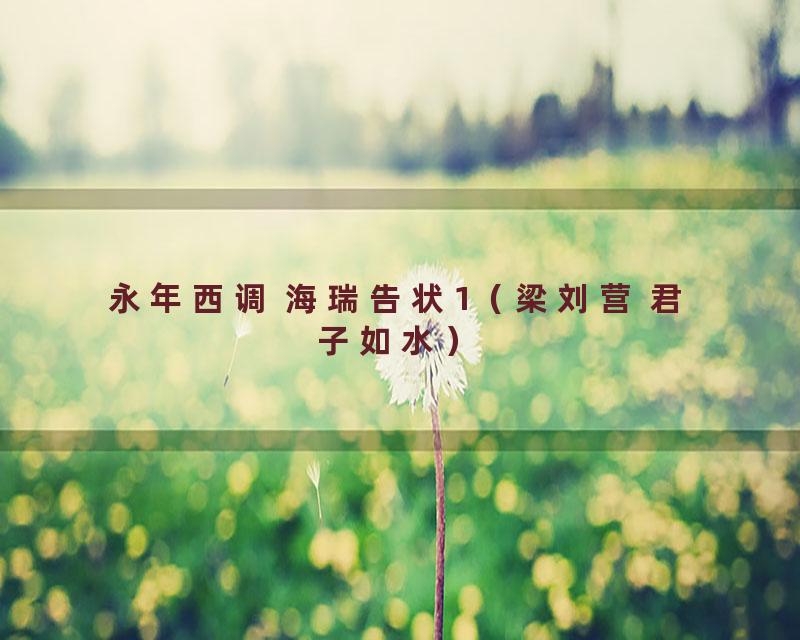 永年西调 海瑞告状1（梁刘营 君子如水）