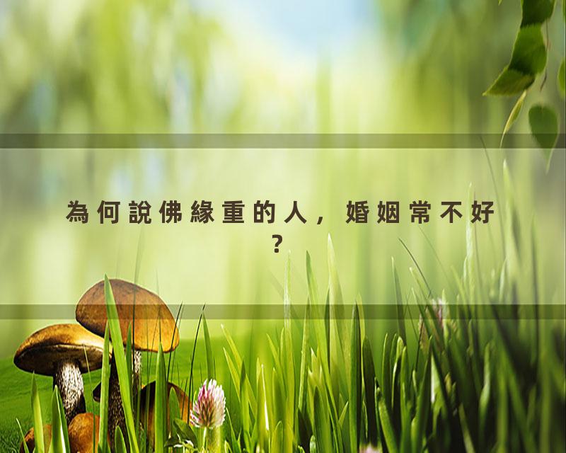 為何說佛緣重的人，婚姻常不好？