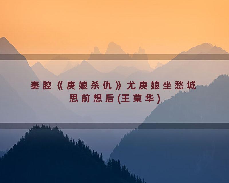 秦腔《庚娘杀仇》尤庚娘坐愁城思前想后(王荣华)