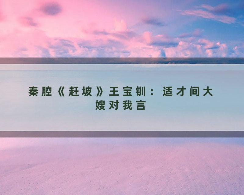 秦腔《赶坡》王宝钏：适才间大嫂对我言