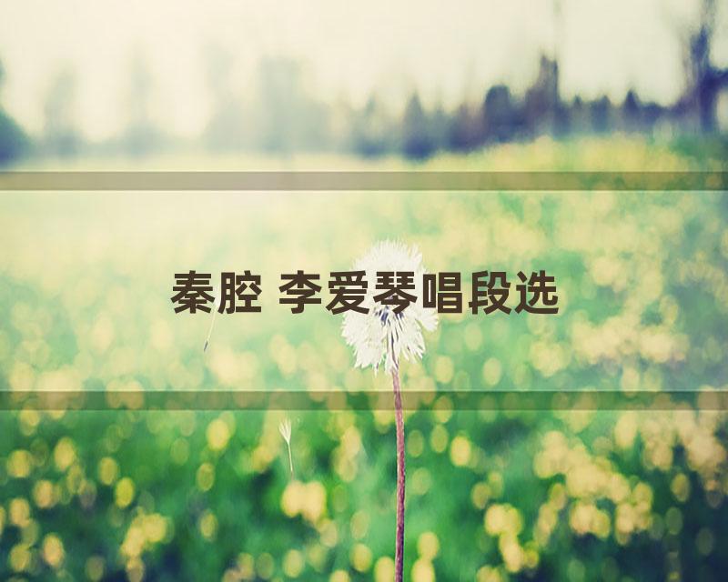 秦腔 李爱琴唱段选
