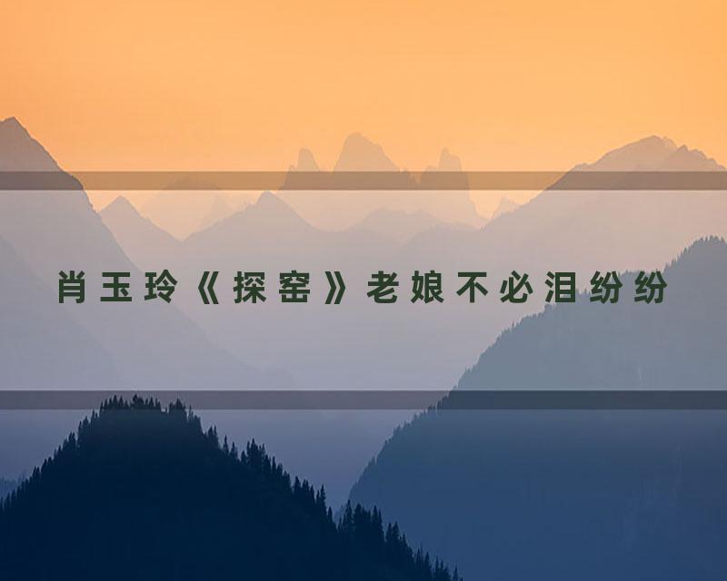 肖玉玲《探窑》老娘不必泪纷纷