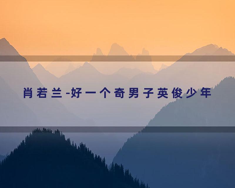 肖若兰-好一个奇男子英俊少年