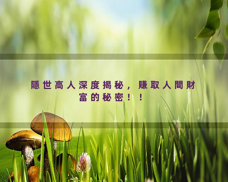 隱世高人深度揭秘，賺取人間財富的秘密！！