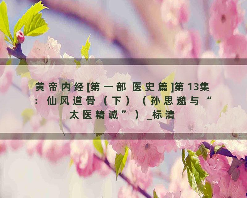 黄帝内经[第一部 医史篇]第13集：仙风道骨（下）（孙思邈与“太医精诚”）_标清