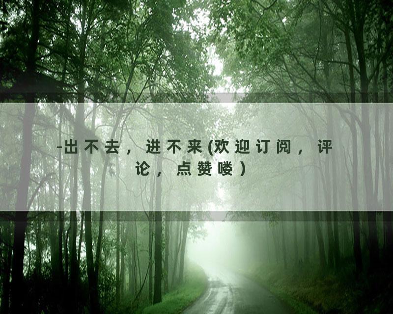 -出不去，进不来(欢迎订阅，评论，点赞喽）