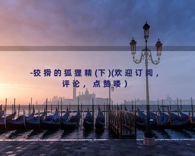 -狡猾的狐狸精(下)(欢迎订阅，评论，点赞喽）