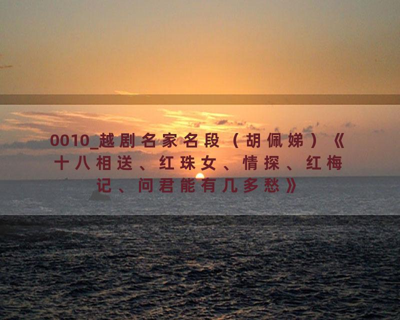 0010_越剧名家名段（胡佩娣）《十八相送、红珠女、情探、红梅记、问君能有几多愁》