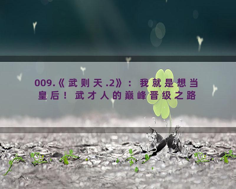 009.《武则天.2》：我就是想当皇后！武才人的巅峰晋级之路