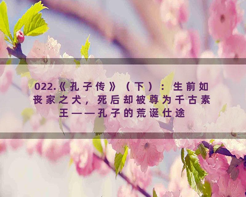 022.《孔子传》（下）：生前如丧家之犬，死后却被尊为千古素王——孔子的荒诞仕途