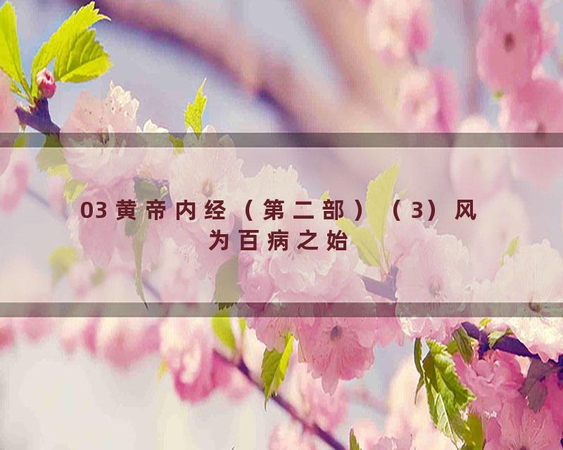 03 黄帝内经（第二部）（3）风为百病之始