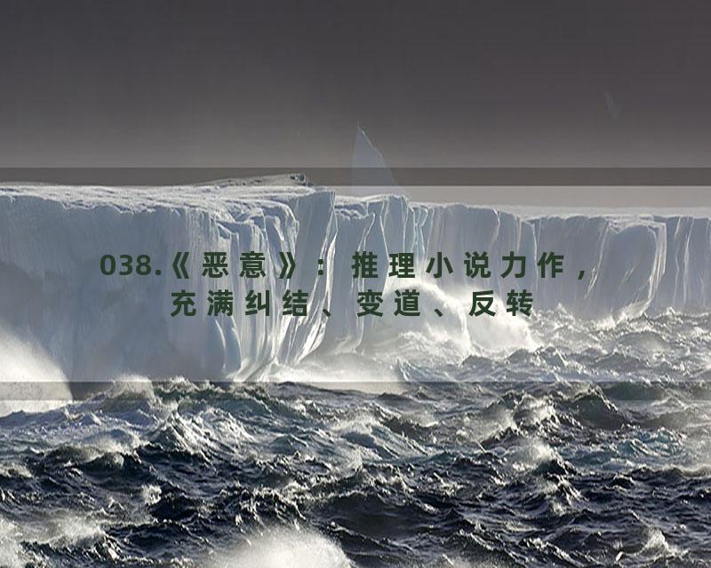 038.《恶意》：推理小说力作，充满纠结、变道、反转