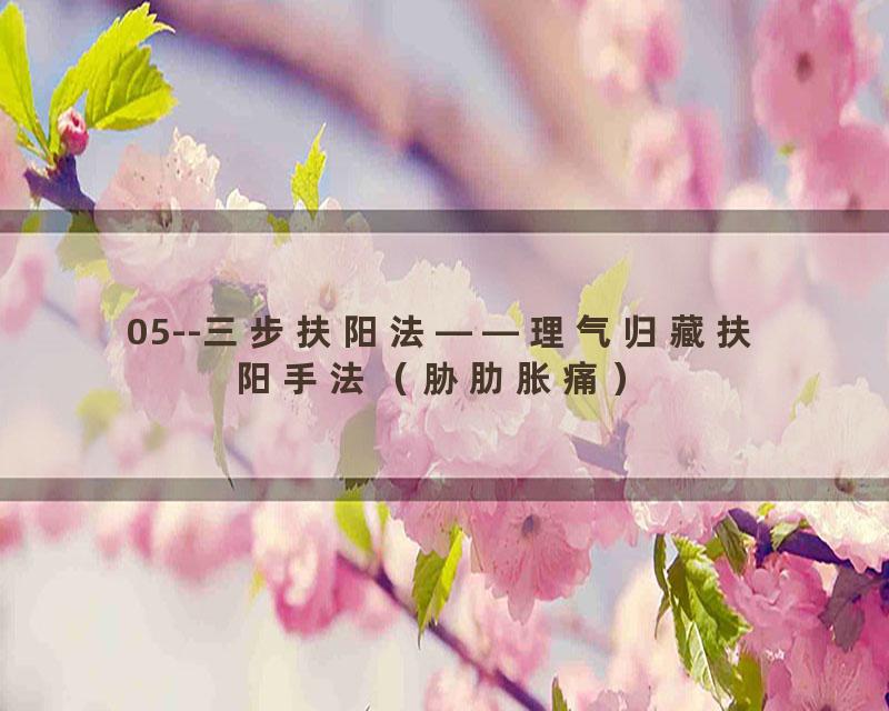 05--三步扶阳法——理气归藏扶阳手法（胁肋胀痛）