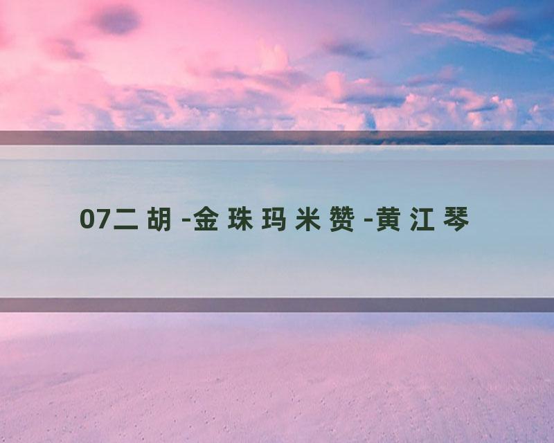 07二胡-金珠玛米赞-黄江琴