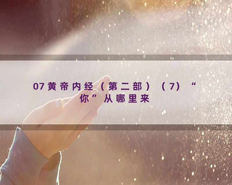07 黄帝内经（第二部）（7）“你”从哪里来