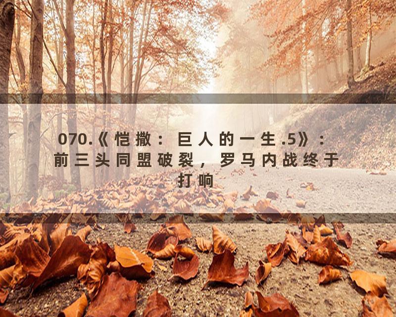 070.《恺撒：巨人的一生.5》：前三头同盟破裂，罗马内战终于打响