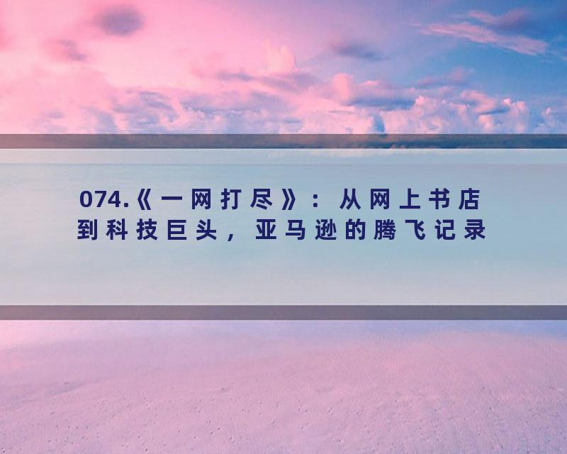 074.《一网打尽》：从网上书店到科技巨头，亚马逊的腾飞记录