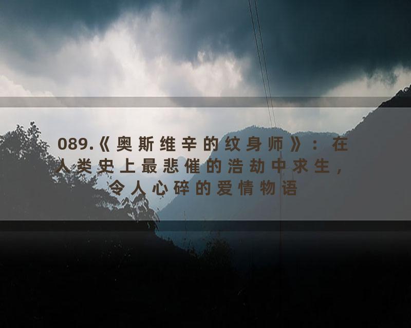089.《奥斯维辛的纹身师》：在人类史上最悲催的浩劫中求生，令人心碎的爱情物语