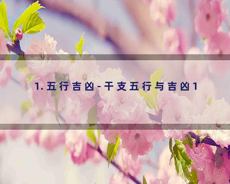 1. 五行吉凶- 干支五行与吉凶1