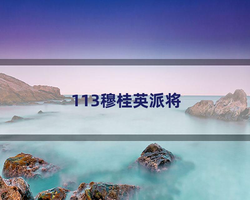 113穆桂英派将