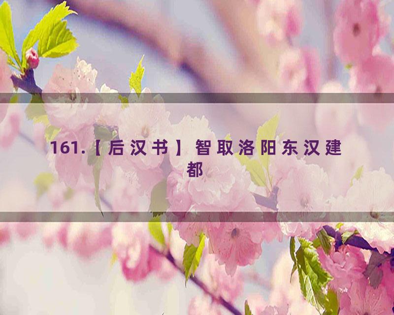 161.【后汉书】智取洛阳东汉建都