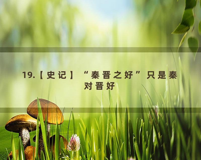 19.【史记】“秦晋之好”只是秦对晋好