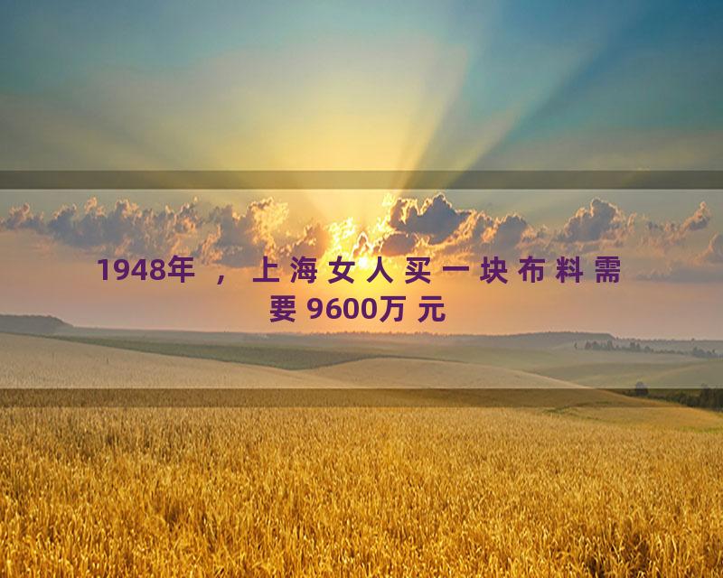1948年 ，上海女人买一块布料需要9600万元