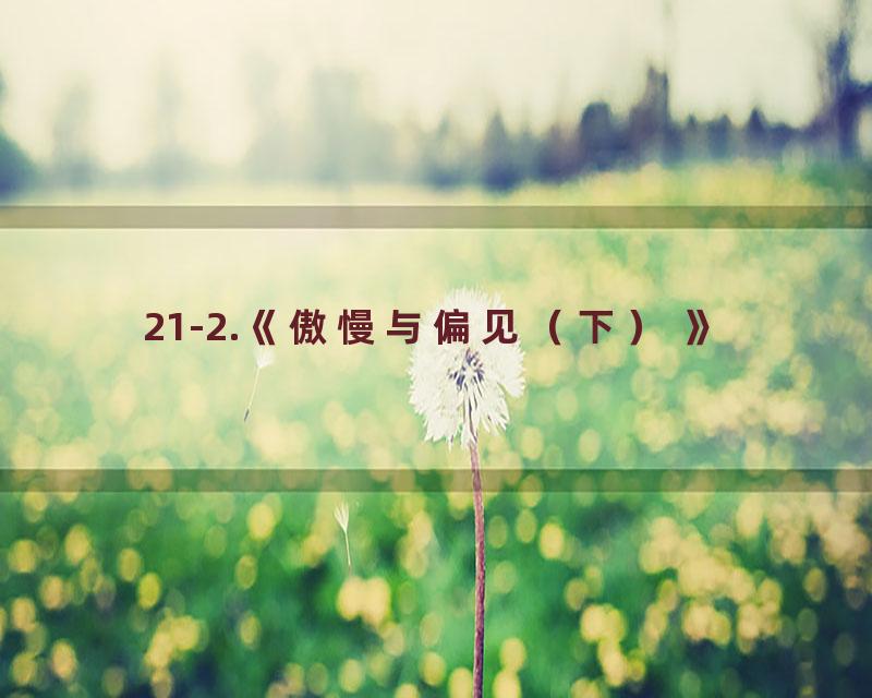21-2.《傲慢与偏见（下） 》