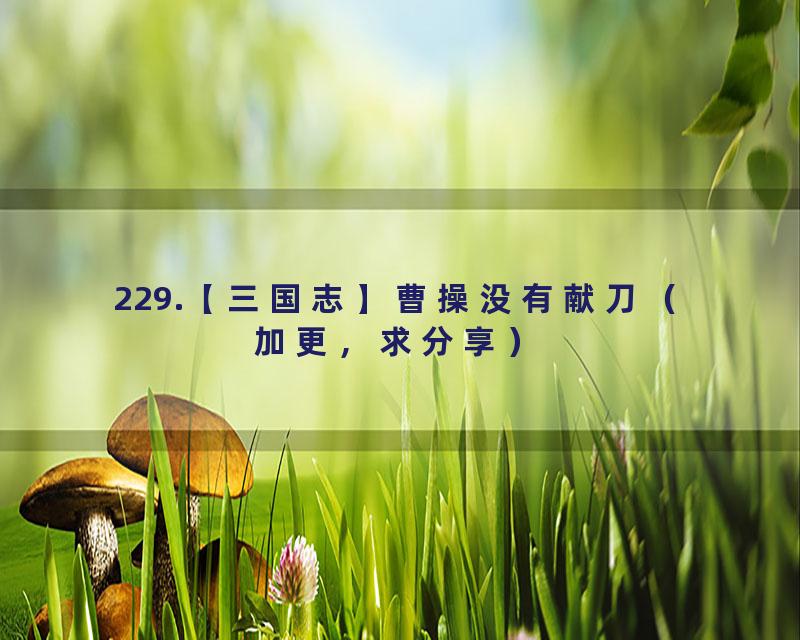 229.【三国志】曹操没有献刀（加更，求分享）