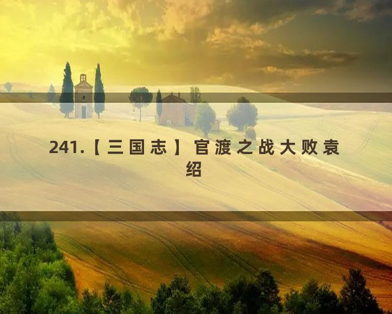 241.【三国志】官渡之战大败袁绍