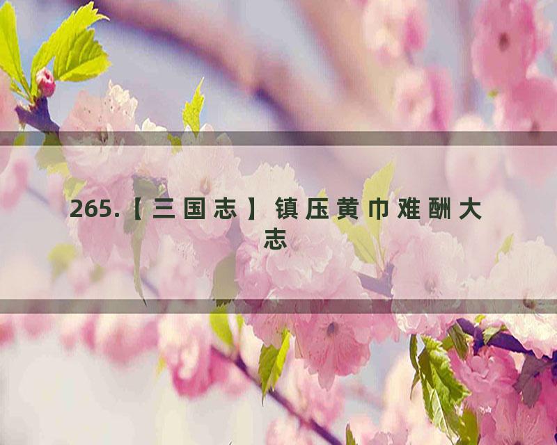 265.【三国志】镇压黄巾难酬大志