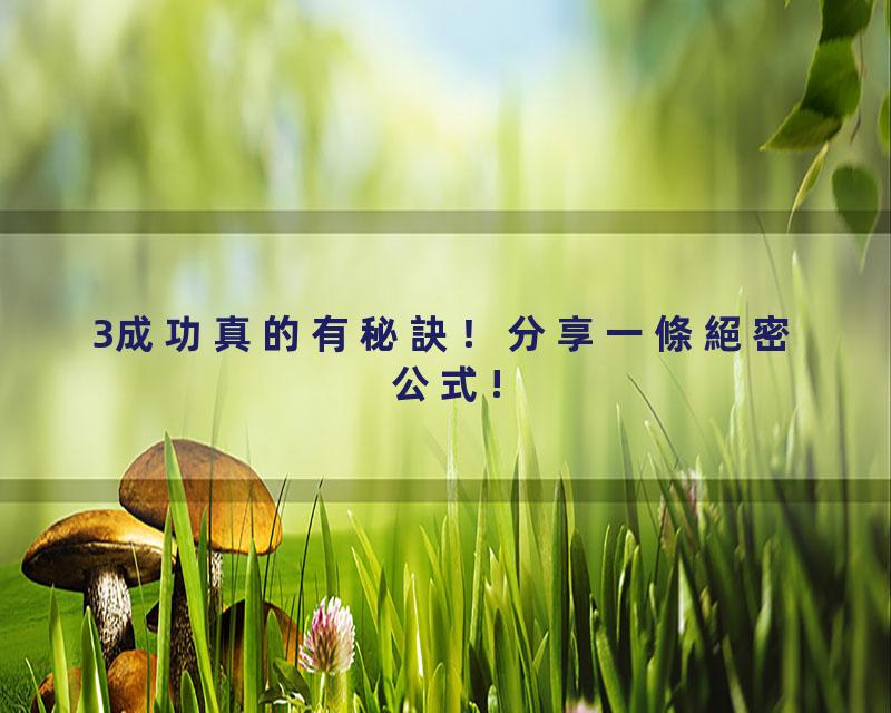 3成功真的有秘訣！分享一條絕密公式!