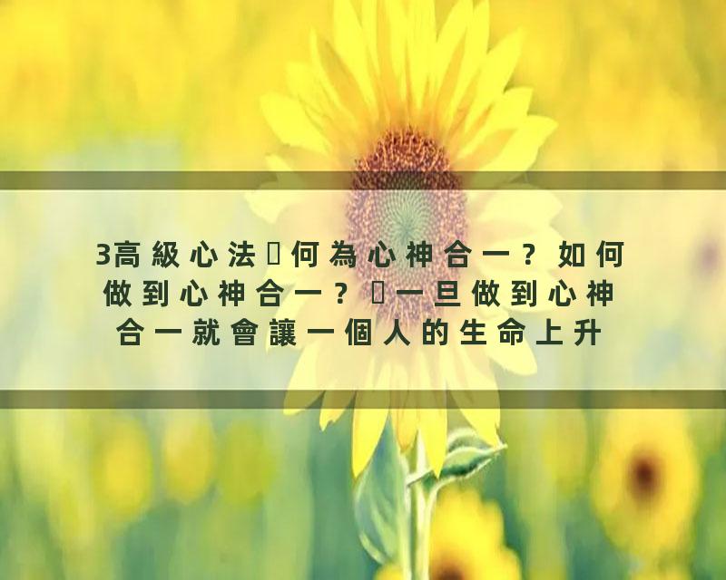 3高級心法何為心神合一？如何做到心神合一？一旦做到心神合一就會讓一個人的生命上升一個維度！