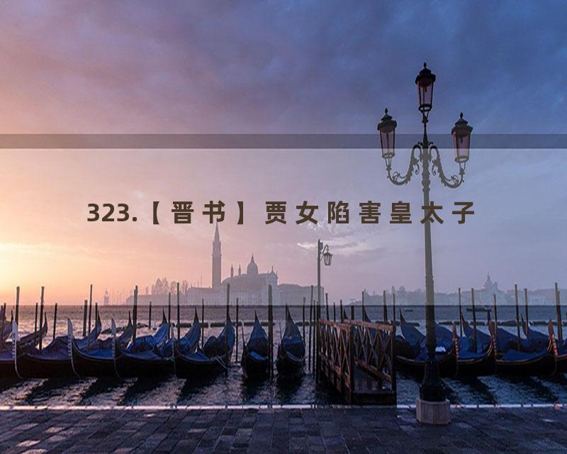 323.【晋书】贾女陷害皇太子