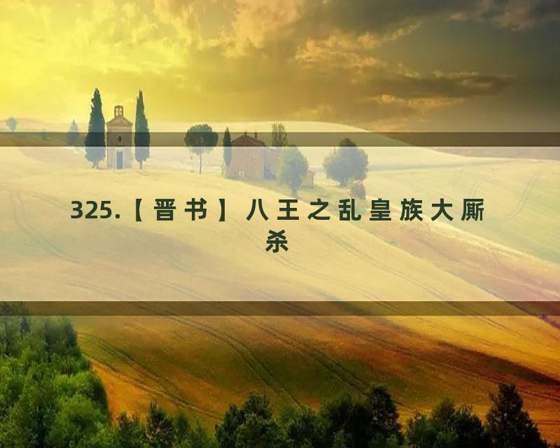 325.【晋书】八王之乱皇族大厮杀