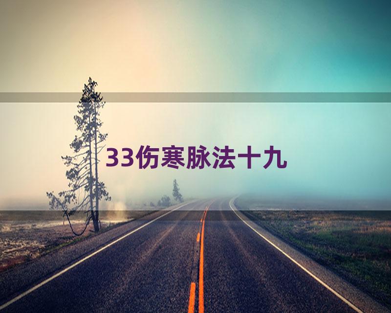 33伤寒脉法十九