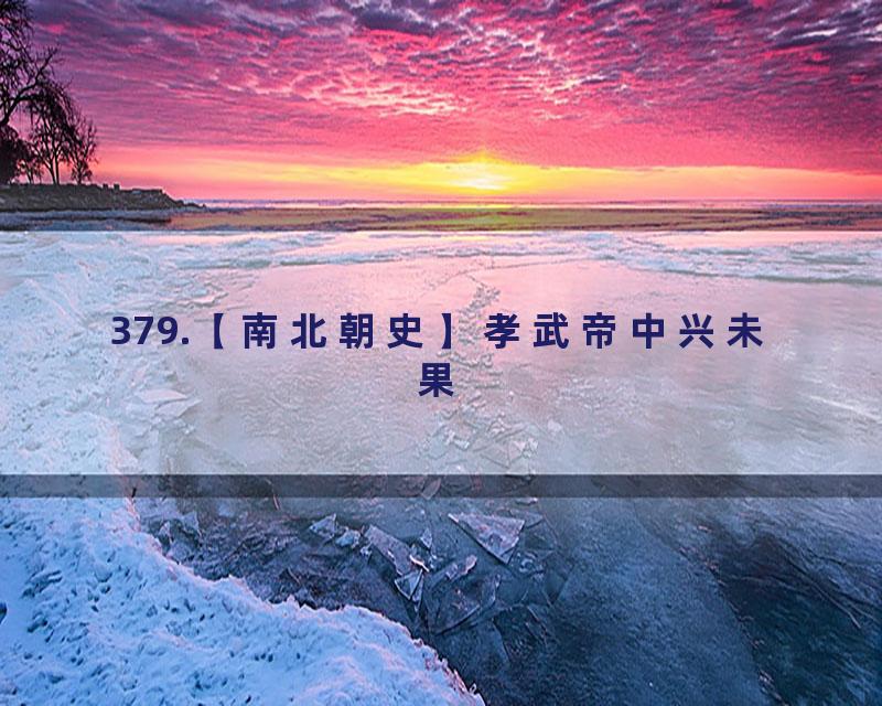 379.【南北朝史】孝武帝中兴未果