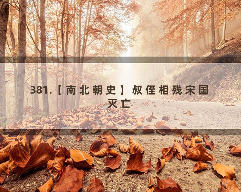 381.【南北朝史】叔侄相残宋国灭亡