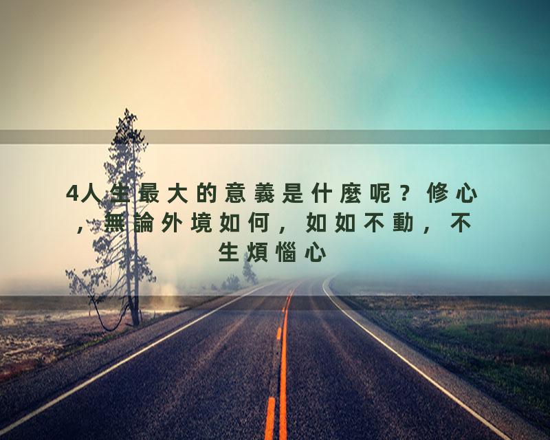 4人生最大的意義是什麼呢？修心，無論外境如何，如如不動，不生煩惱心