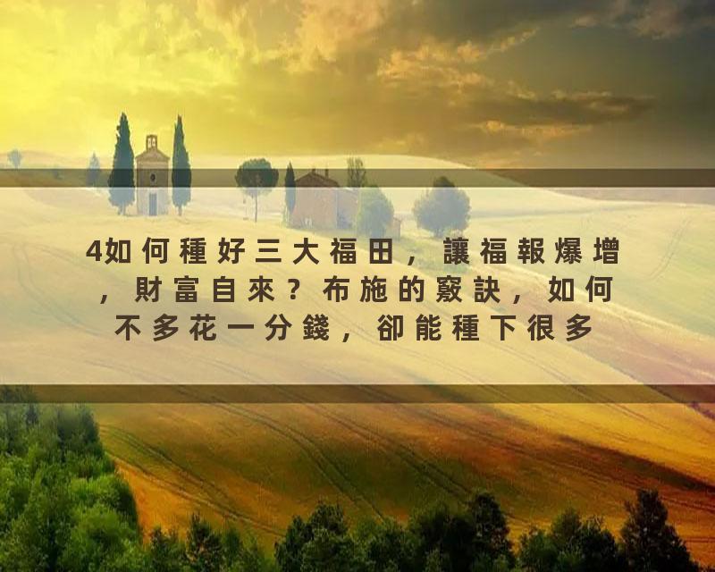 4如何種好三大福田，讓福報爆增，財富自來？布施的竅訣，如何不多花一分錢，卻能種下很多的財富種子！